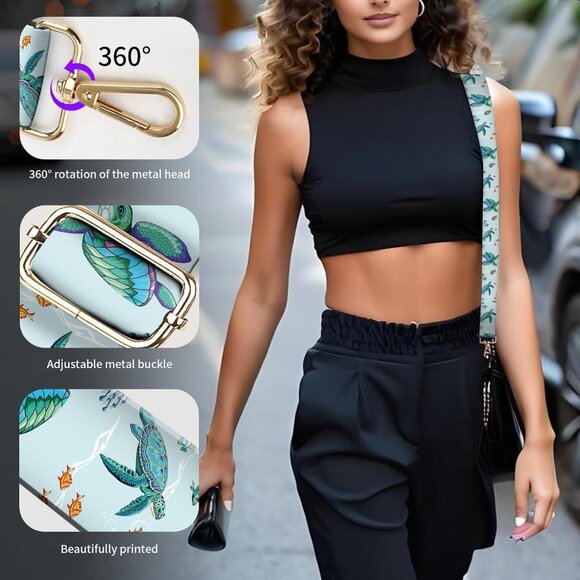 Blue Sea Turtles Adjustable Wide Purse Strap for Women and Teens - Picture 4 of 5